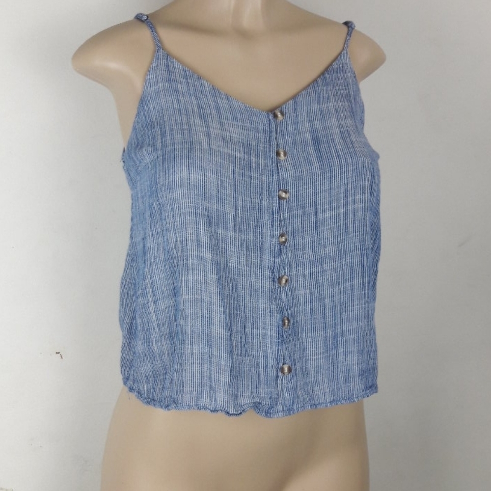 Becaal Blue Striped Babydoll Tank Top Small